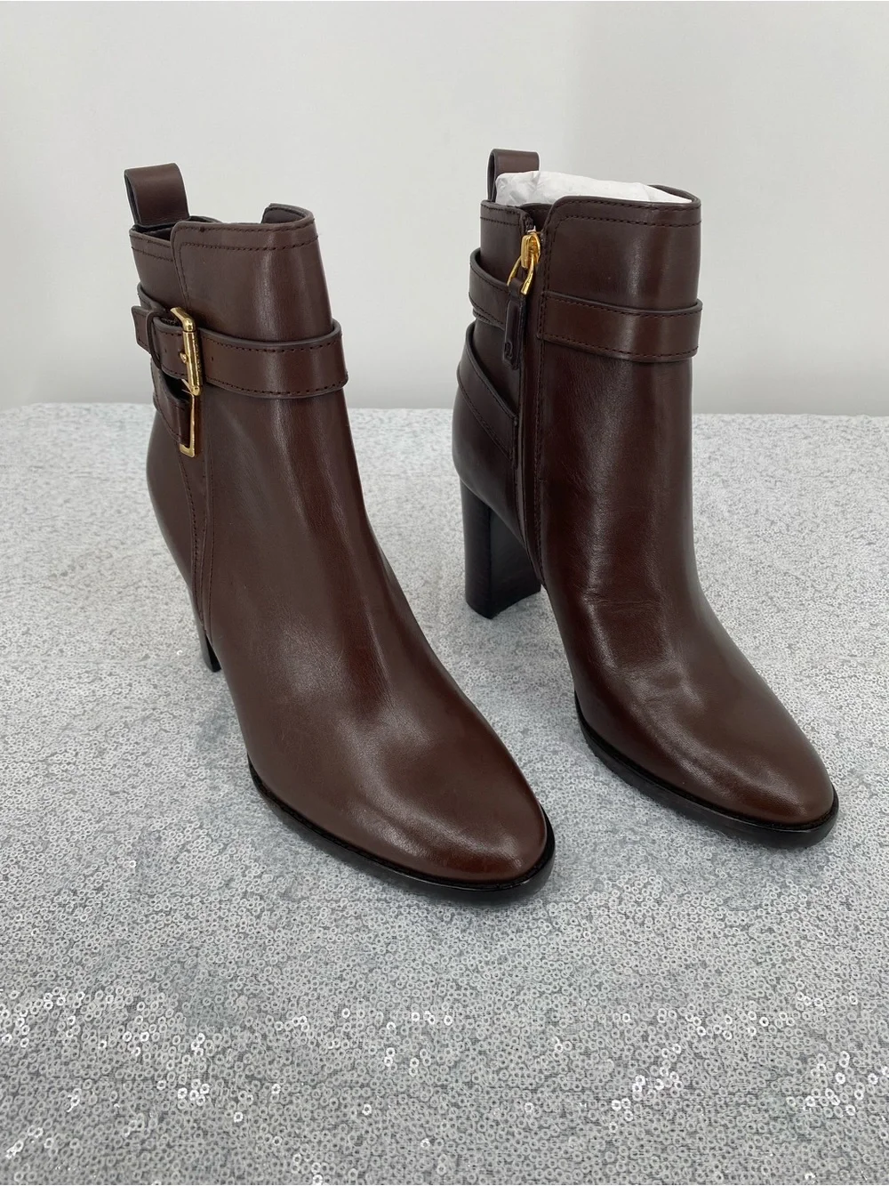 Lauren Ralph Lauren Madisyn Bootie Chestnut Brown Leather Size 6B